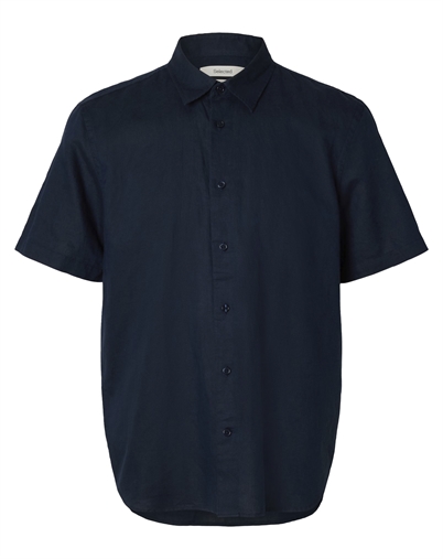 Selected - SLHRegclay Linenblend Kortærmet Skjorte - Sky Captain